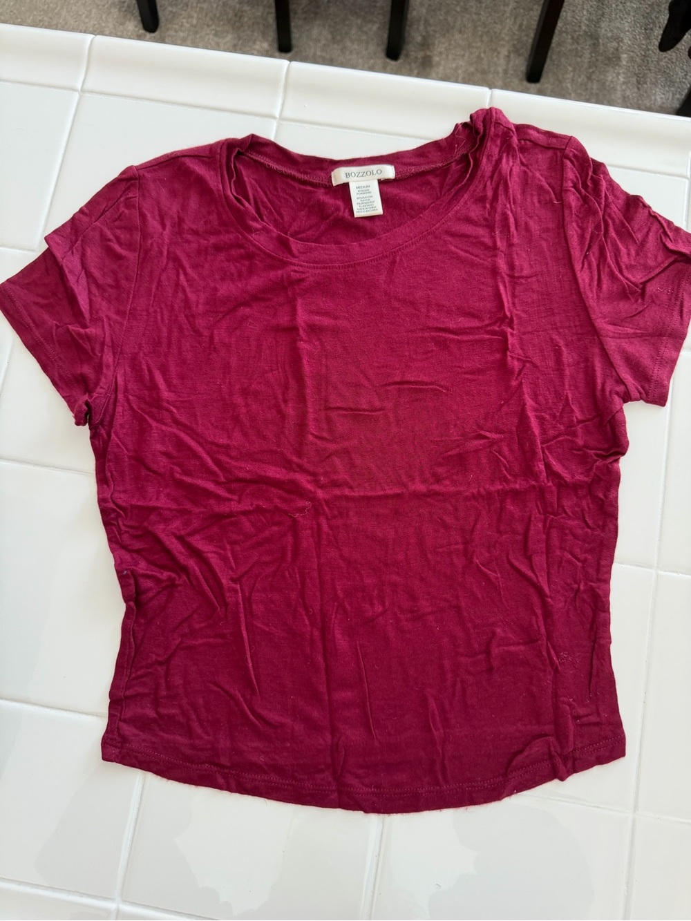 Bozzolo Short Sleeve Crewneck Tee in Berry